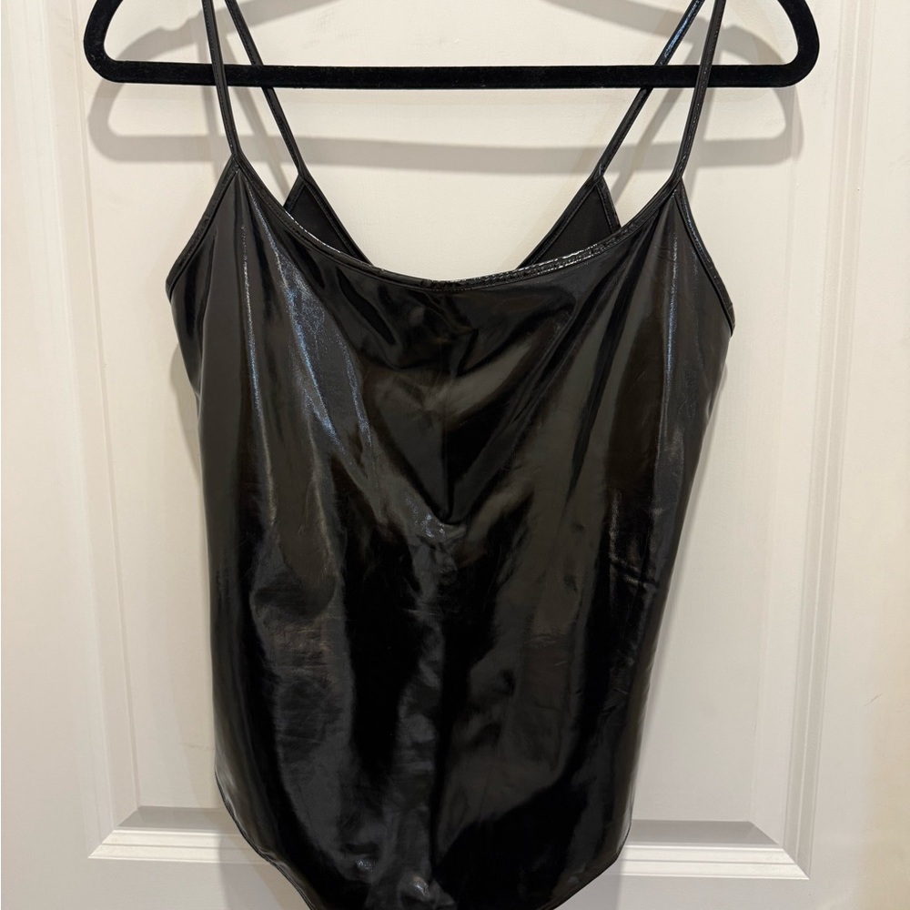 Alix Shiny Faux Leather Bodysuit